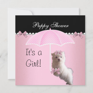Invitación Perro picante con ducha cortada rosado