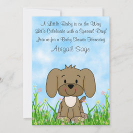Invitación Perro picante marrón y flores invitan a Baby Showe
