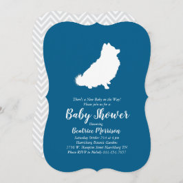 Invitación Perro Pomerania Baby Shower Blue Boy
