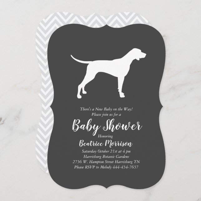 Invitación Perro puntero Baby Shower Neutral (Anverso / Reverso)