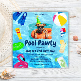 Invitación Perro Puppy Pawty Fiesta de la piscina de cumpleañ