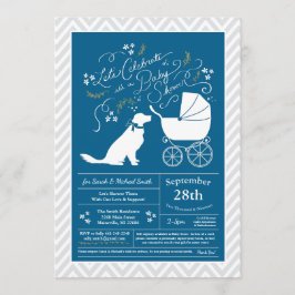 Invitación Perro recuperador de oro Baby Shower French Blue B