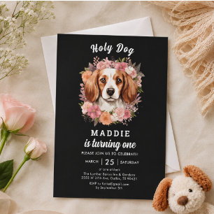 Invitación Perro Santo, Cumplo Uno! Cumpleaños de Perrita 1