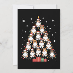 Invitación Perro Sheltie Navidad Árbol Sombrero de Santa Luce