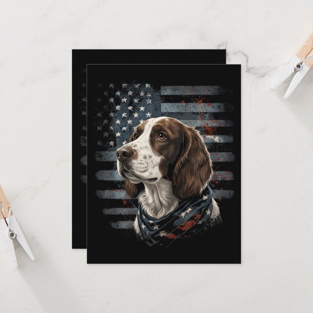 Invitación Perro Springer Spaniel Bandera Americana (Anverso/Reverso In Situ)