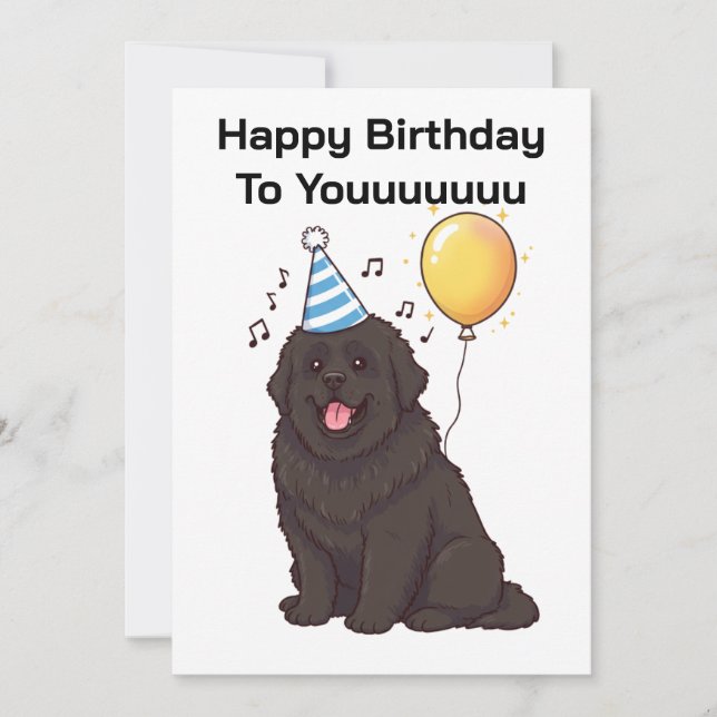Invitación Perro Terranova Feliz Cumpleaños a Ti Card (Anverso)