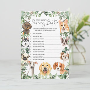 Invitación Perro verde que conoce a mamá mejor carta de juego