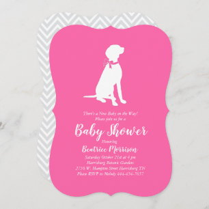 Invitación Perro Vizsla Chica Baby Shower Rosa