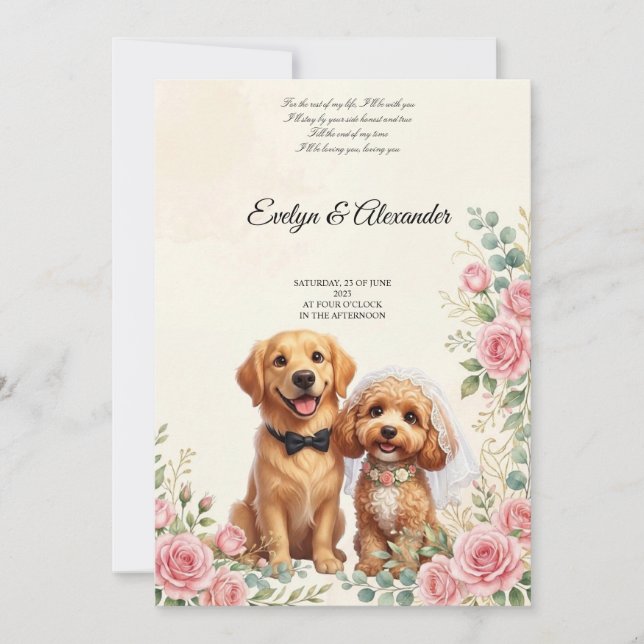 Invitación Perros adorables de boda (Anverso)