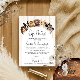 Invitación Perros Bebés Rosa Beige Oh