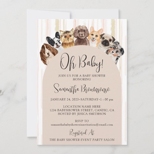 Invitación Perros beige oh bebé (Anverso)