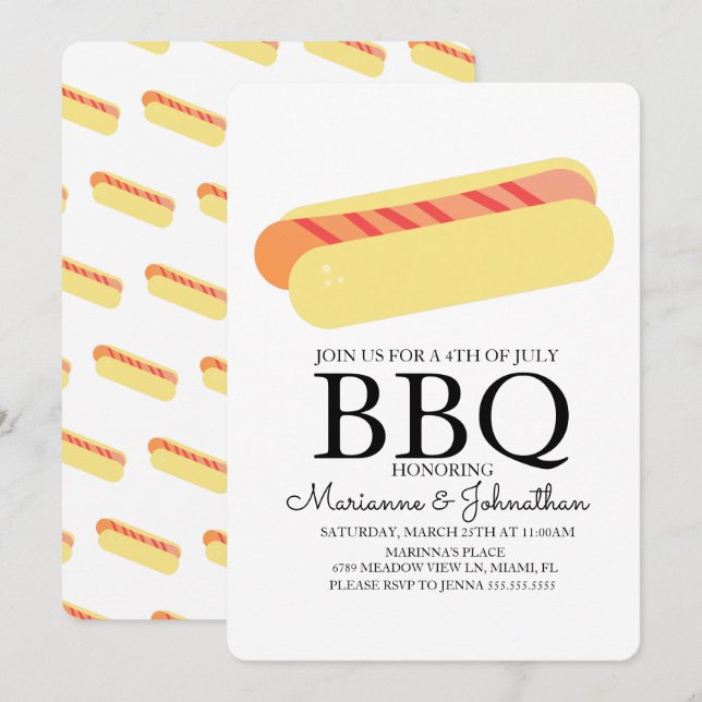 Invitación Perros calientes para picnic y barbacoa (Anverso / Reverso)