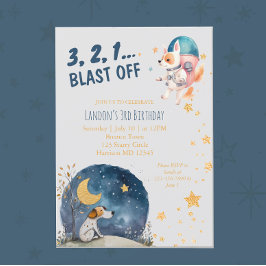 Invitación Perros de espacio reducido niños tercer cumpleaños