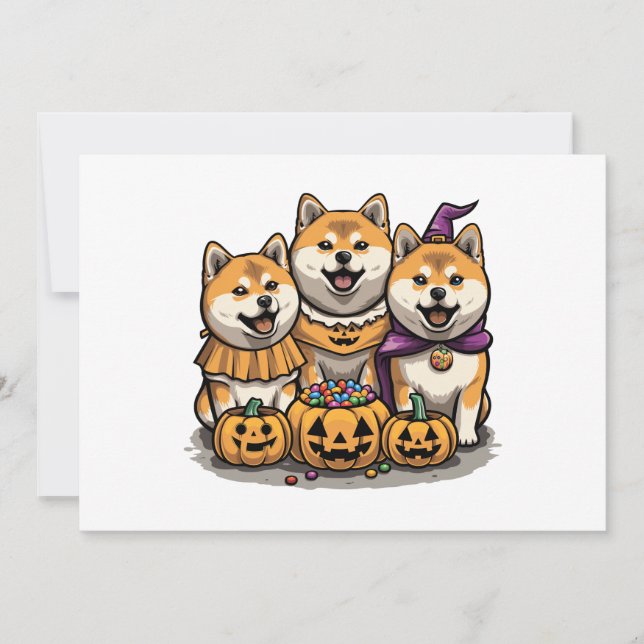 Invitación Perros de Halloween Shiba Inu (Anverso)