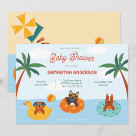 Invitación Perros de verano en la playa Baby Shower