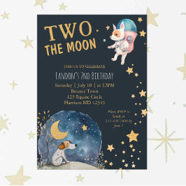 Invitación Perros en la luna por segundo cumpleaños