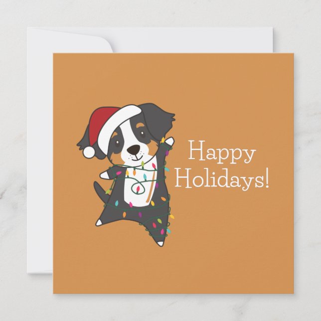 Invitación Perros felices de Navidad bernesa Feliz Navidad (Anverso)