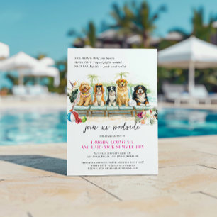 Invitación Perros Lindos de Verano Fiesta Tropical junto a