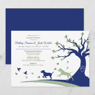 Invitación Perros persiguiendo pájaros duchan de pareja