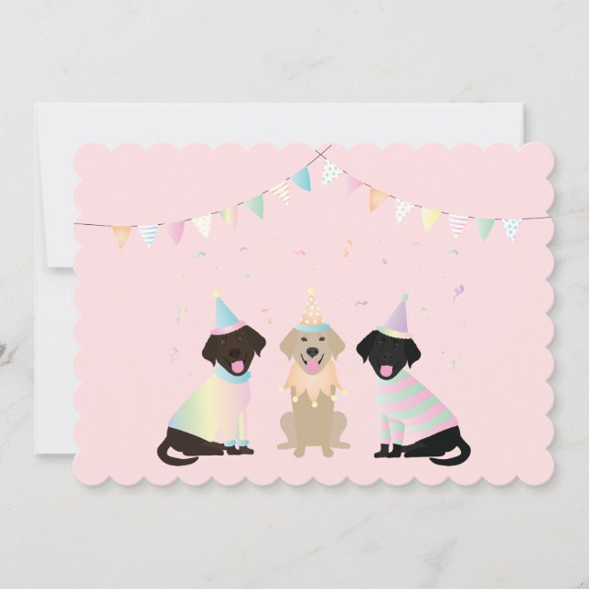 Invitación Perros recuperadores del labrador de cumpleaños (Anverso)