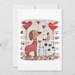 Invitación Perros románticos con globos de corazón