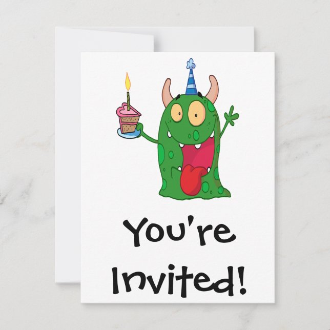 Invitación personaje de caricatura monstruo de cumpleaños div (Anverso)