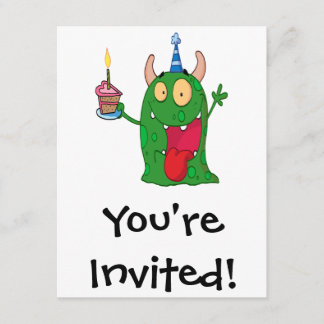 Invitación personaje de caricatura monstruo de cumpleaños div