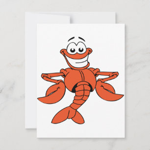 Invitación Personaje de Langosta de Dibujos Animados Sonrient