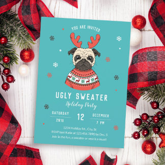 Invitación Personaje de Perro Lindo Suéter Feo Fiesta