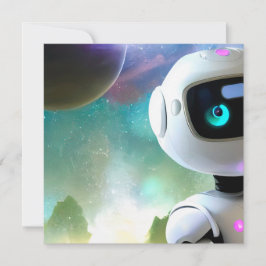 Invitación Personaje de Robot Amigable Retro Futurista