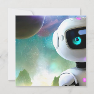 Invitación Personaje de Robot Amigable Retro Futurista