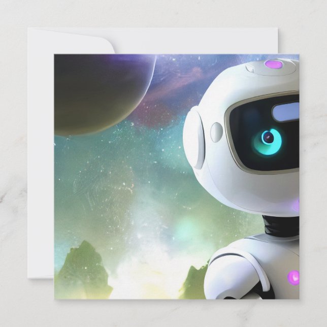 Invitación Personaje de Robot Amigable Retro Futurista (Anverso)