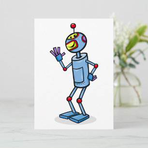 Invitación Personaje de Robot Retro Futurista Saludando