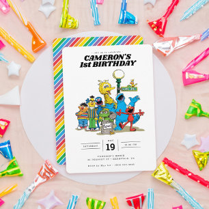 Invitación Personajes antiguos de la calle Sesame cumpleaños
