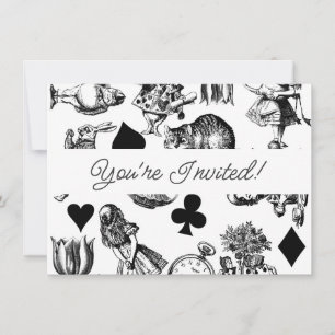 Invitación Personajes clásicos de las aventuras de Alicia en 