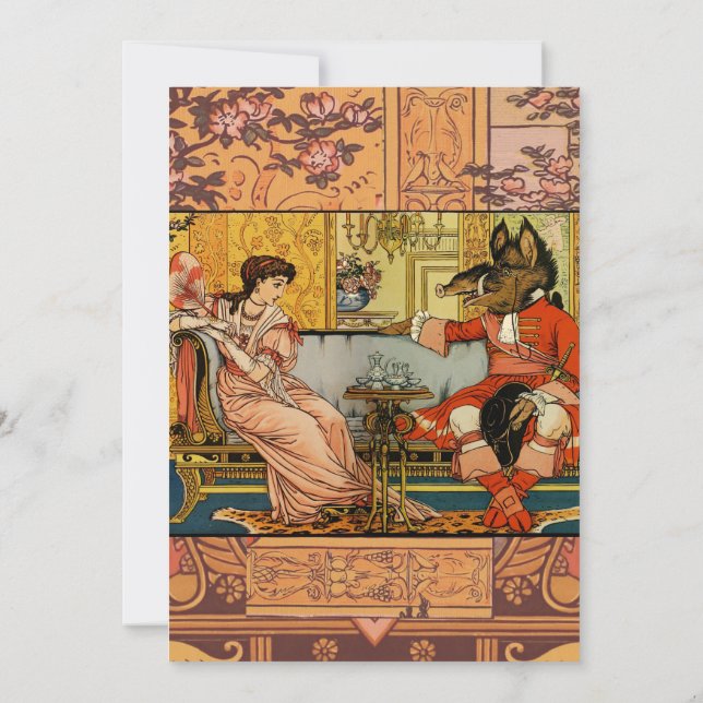 Invitación Personajes de cuento de hadas clásicas de la besti (Reverso)