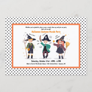 Invitación Personajes de Halloween disfrazan desfile de Fiest