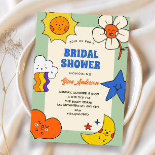 Invitación Personajes divertidos de garabatos para despedida