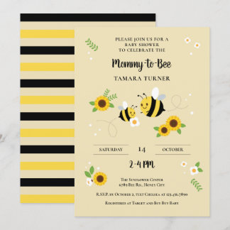Invitación Personajes personalizados Baby Shower mami-to-bee