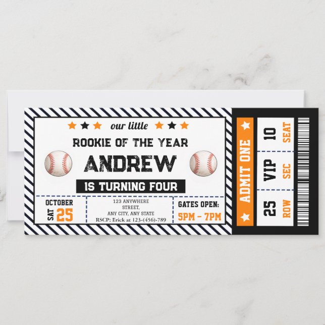 Invitación Personal Baseball ticket birthday invitation (Anverso)