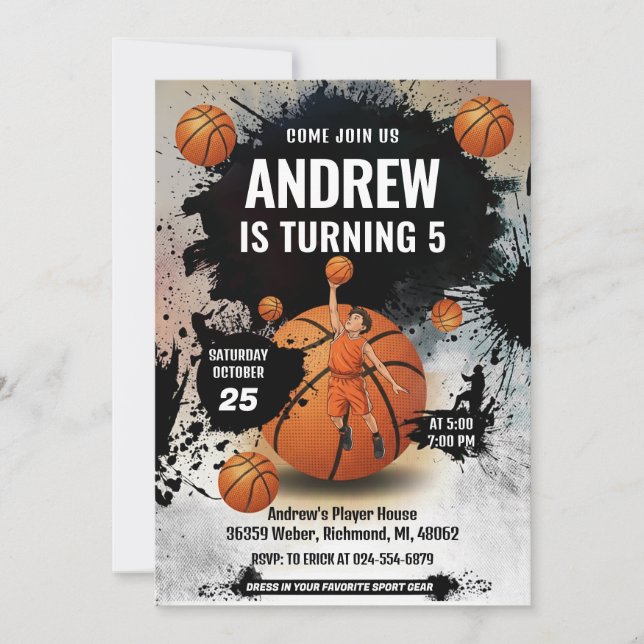 Invitación Personal Basketball Birthday Invitation Sport (Anverso)