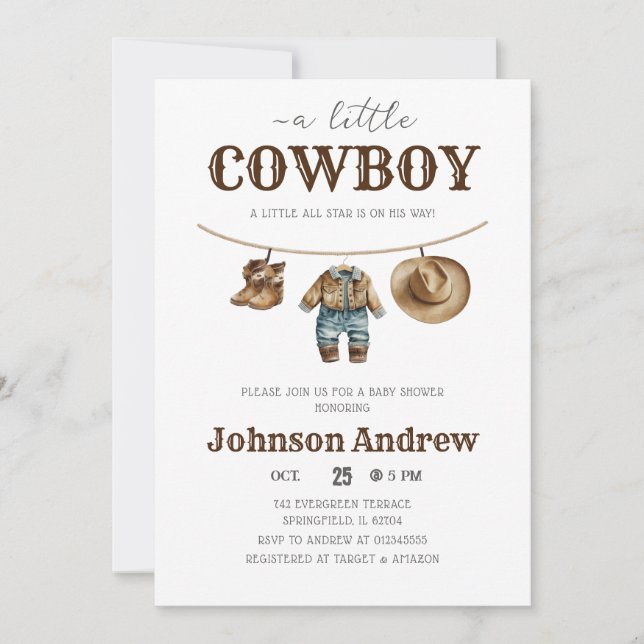 Invitación personal de Baby Shower a un niñito bov (Anverso)