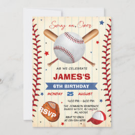 Invitación personal de cumpleaños al béisbol con f