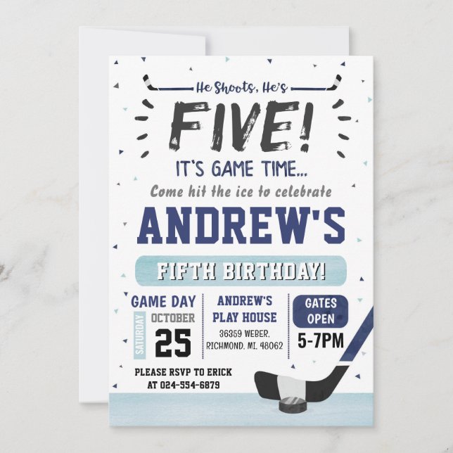 Invitación personal de cumpleaños al hockey sobre  (Anverso)