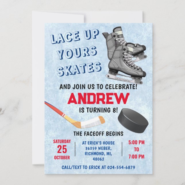 Invitación personal de cumpleaños al hockey sobre  (Anverso)