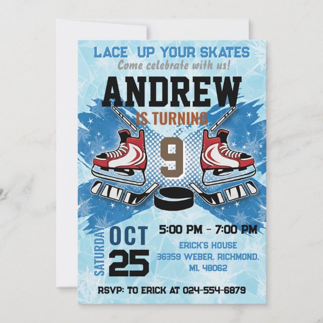 Invitación Personal Hockey Birthday Invitation (Anverso)