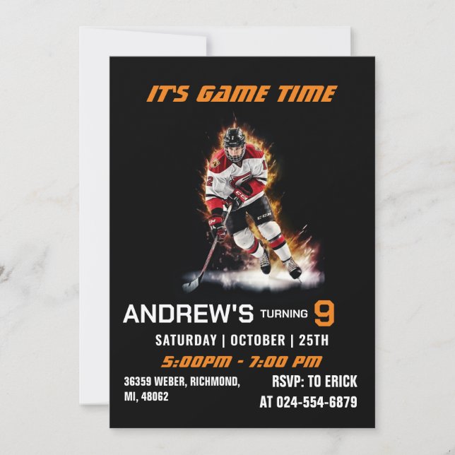 Invitación Personal Ice Hockey Birthday Invitations (Anverso)