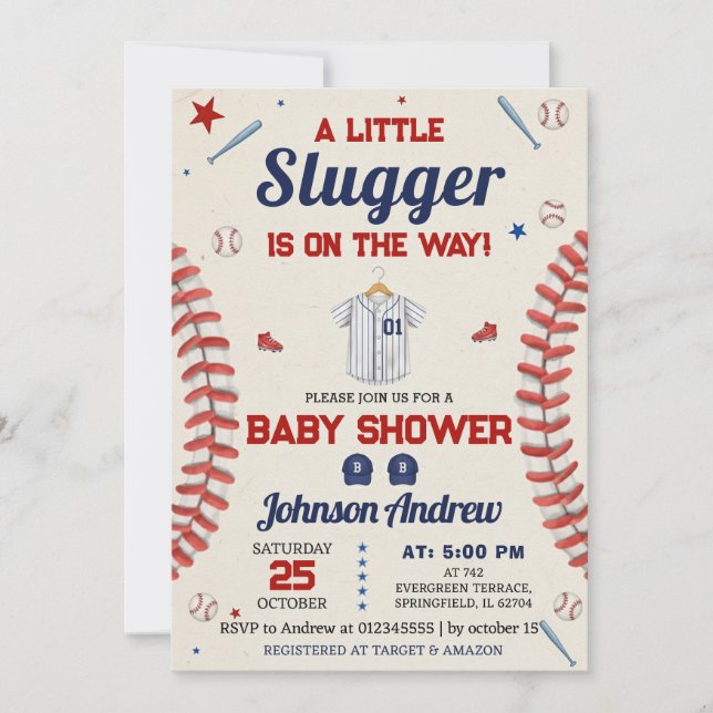 Invitación Personal It's A Boy Sports Baseball Baby Shower (Anverso)