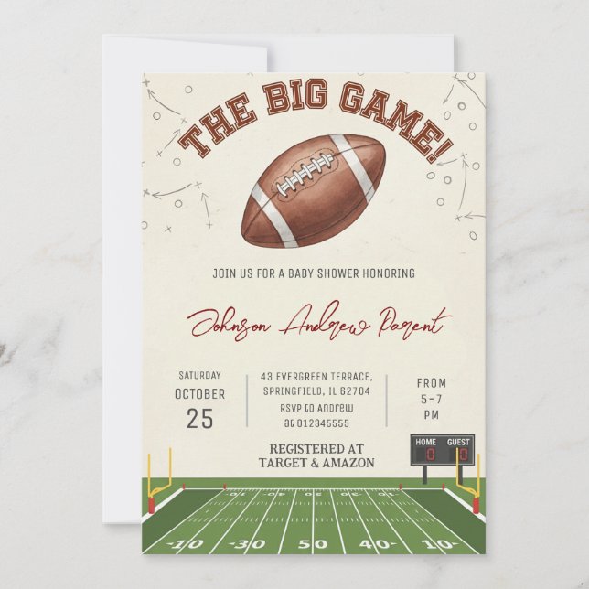 Invitación Personal Little Baby Boy Football Baby Shower (Anverso)