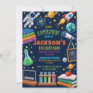 Invitación Personal Mad Science Experiment Birthday